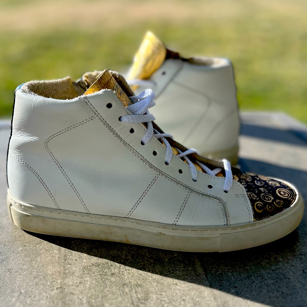 P448 Gold/White/Black High Top Sneaker